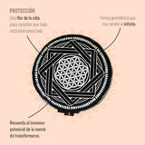 Zafu o cojín de meditación de protección plateado, marca Cudegui