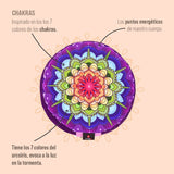 Zafu o cojín de meditación de chakras, marca Cudegui