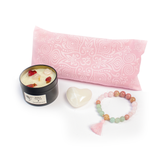 Set Amor Infinito – Ritual de Bienestar con Almohadilla, Pulsera japamala cuarzo y Vela de Soya