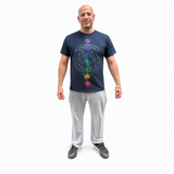 Playera Azul de Chakras y Flor de la Vida | Cudegui