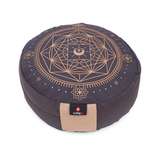 Zafu dharma o cojin de meditación ergonómico, relleno de cascarilla de cafe