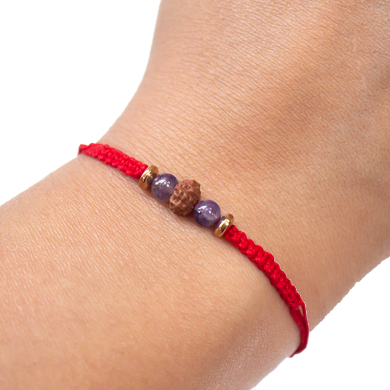 Pulsera de Hilo Rojo Amatista