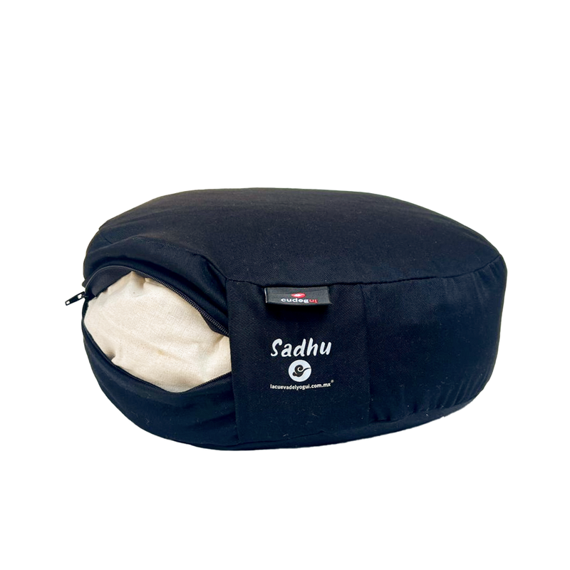 Zafu o cojín de meditación negro  Sadhu marca Cudegui