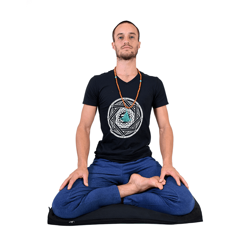 Zabutón, cojín de meditación negro, mejora la comodidad al reducir el impacto de las piernas en el suelo. Un cojín de meditación de alta calidad.